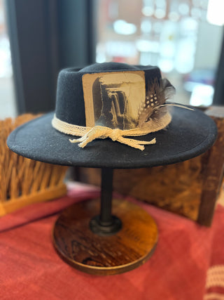 Black Vintage Postcard Hat
