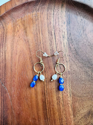 Blue and Pearl Dainty Earrings