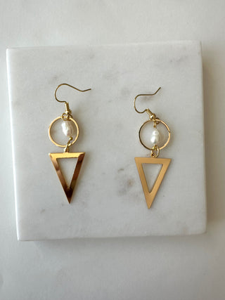 Triangle Pearl Dangle Earrings