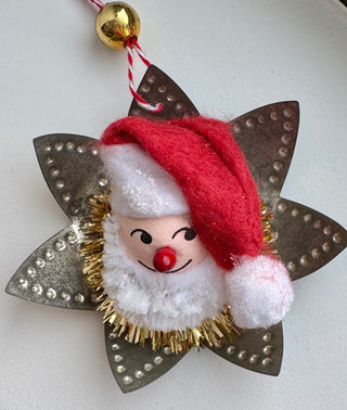 Vintage Santa star ornament