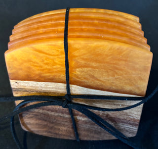 Coaster Set Walnut/Gold