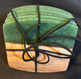 Coaster Set Walnut/Green