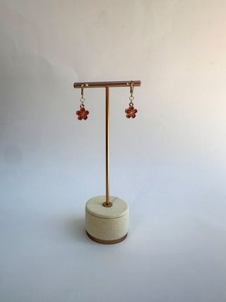 Coral Hibiscus Earrings