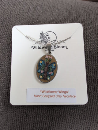 Wildflower Wings Clay Necklace