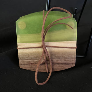 Coaster Set Walnut/Olive