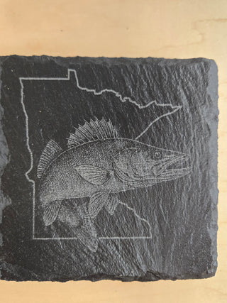 MN Walleye slate coaster