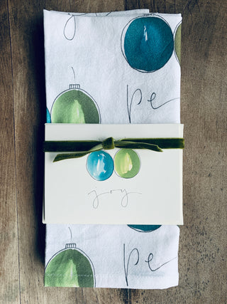 Tea towel w/card-ornaments