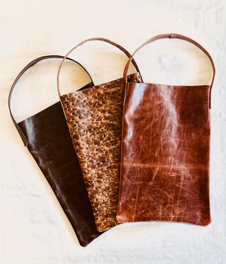Upcycled Tall Leather Grab & Go Bags