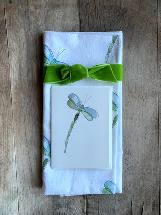 Tea towel w/card-dragonfly