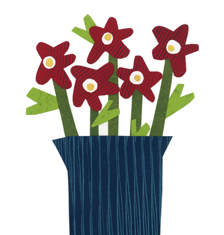 Greeting Card: Red Flowers in a Vase