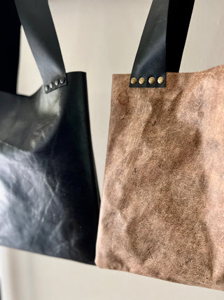 Upcycled Square Grab & Go Leather Bag