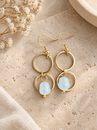 Double circle Pearl earrings