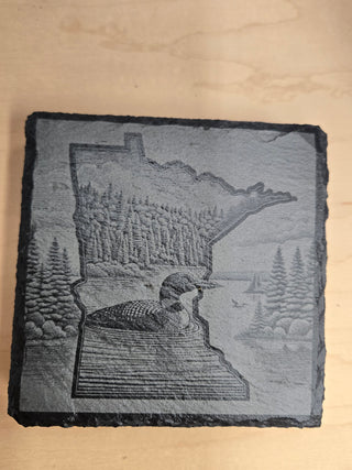 MN loon slate coaster