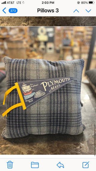 Plymouth Mass. pennant pillow