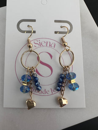 Blue Heart dangle Earrings