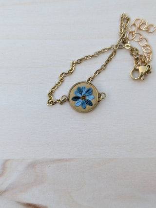 Blue Floral Clay Bracelet