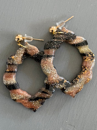 Night Life Black Gold and Bronze Earrings