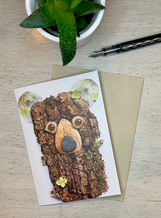 Bear With Green Ears Nature Art Card