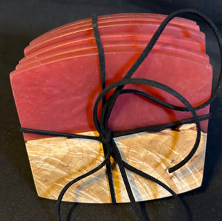 Coaster Set Maple/Red