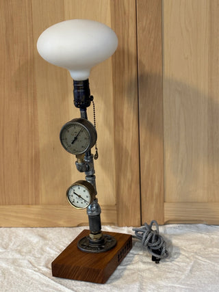 Steampunk Double Vintage Pressure Gauge Lamp