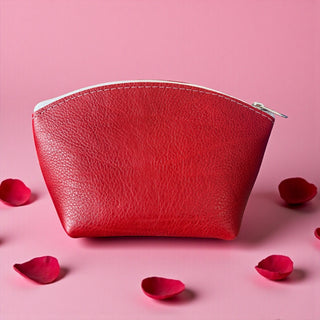 Red Leather Makeup Bag