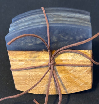 Coaster Set Oak/Blue