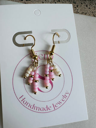 Light Pink and Beige Drop Earrings