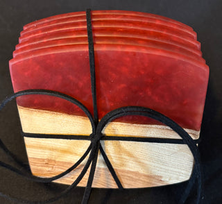 Coaster Set Maple/Red