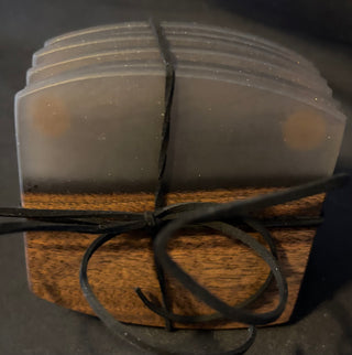 Coaster Set Walnut/Silver