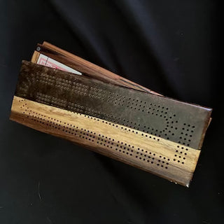 Cribbage Board Set Monkey Pod/Bronze