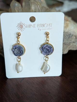 Floral Pearl Dangle Earrings