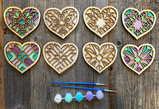 4 Pack geometric hearts