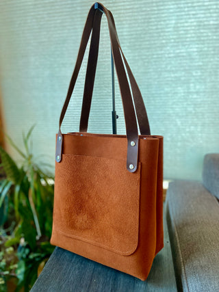 Brown Suede Med Tote