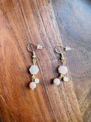Natural Stone and pearl earrings