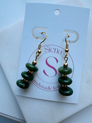 Real Stone dainty green earrings