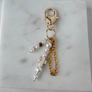 Bag Charm Pearl Cross