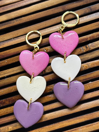 Pink & Purple Heart Earrings