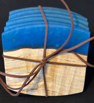 Coaster Set Maple/Blue
