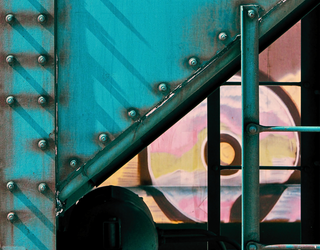 Greeting Card: Turquoise Railcar Angle