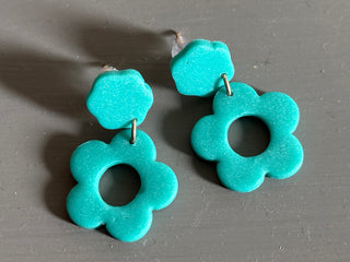 Flower Power Earrings Teal