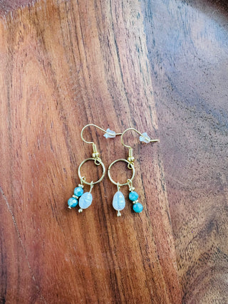 Green and Pearl Dainty Earrings