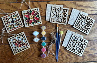 Cardinal, Poinsettia and Christmas Tree Barn Quilt Ornaments