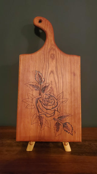 Shaded Rose Woodburned Cutting Board