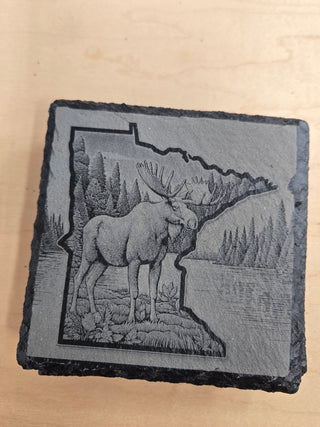 MN Moose slate coaster