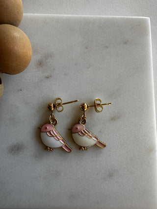 Light Pink Bird Earrings