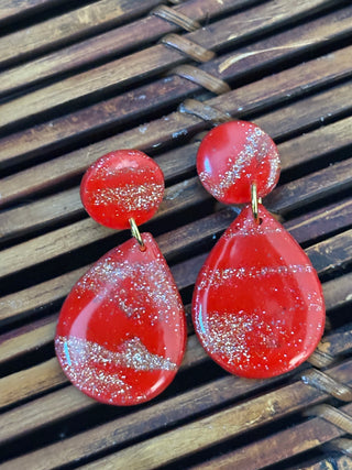 Metallic Red Dangle Earrings