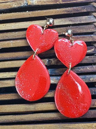 Red Sparkle Valentine Earrings