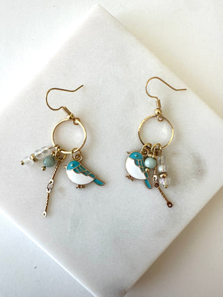 Blue Bird Dangle Earrings