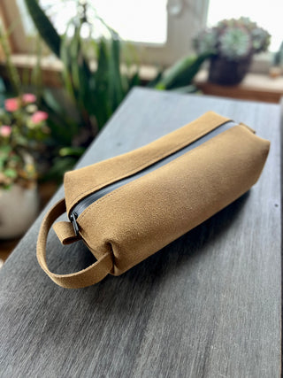 Tan Suede Dopp Kit