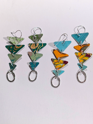 Triangle Tiered Tin Earrings